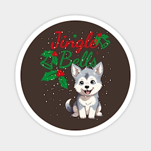 Husky Jingle Bells Magnet